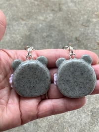 Image 4 of Worry bear stone charm, Polymer clay charm, Worry stone keychain, Kawaii bear keychain