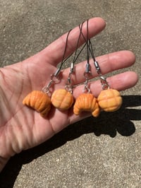 Image 2 of Bread charms, Polymer clay charm, Melonbun and croissant charm duo