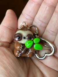 Image 3 of Sloth charm, Polymer clay charm, Kawaii sloth keychain