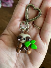 Image 1 of Sloth charm, Polymer clay charm, Kawaii sloth keychain