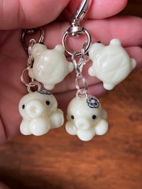 Image 1 of Octo and turtle charm, Polymer clay charms, Glow in the dark kawaii octo keychain