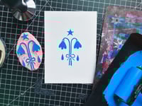 BLUE POSY 5x7 Block Print