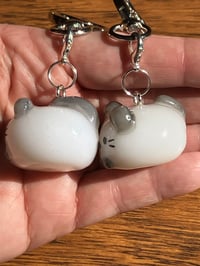 Image 3 of Mochi cat charm, Polymer clay charm, Mochi pink cat keychain, Mochi gray cat keychain