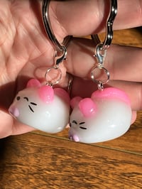 Image 4 of Mochi cat charm, Polymer clay charm, Mochi pink cat keychain, Mochi gray cat keychain