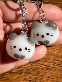 Image 1 of Mochi cat charm, Polymer clay charm, Mochi pink cat keychain, Mochi gray cat keychain