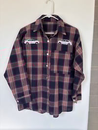 Image 1 of Embroidered Plaid Button-Down Shirt –  Corolla Design | Medium | Upcycled Flannel | Unisex
