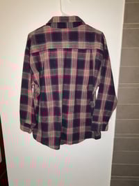 Image 2 of Embroidered Plaid Button-Down Shirt –  Corolla Design | Medium | Upcycled Flannel | Unisex