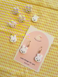 Image 1 of miffy white bunny earrings ~ dangle or studs