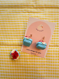 Image 1 of acerola - barbados cherry - fruit basket dangle earrings