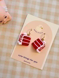 Image 1 of red velvet cake miniature ~ dangle earrings