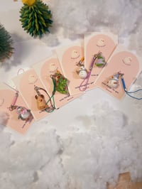 Image 1 of christmas miniature phone charm | peanuts, frog, penguin, snowman, tree