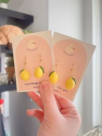 Image 1 of tiny lemon dangle earrings