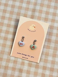 Image 2 of conversation hearts *random quotes and colors* ~ dangle earrings