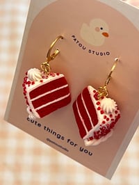 Image 2 of red velvet cake miniature ~ dangle earrings