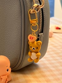 Image 2 of cute bear heart ~ keychain charm ~ rilakkuma inspired