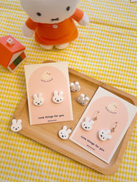 Image 2 of miffy white bunny earrings ~ dangle or studs