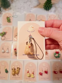 Image 2 of christmas miniature phone charm | peanuts, frog, penguin, snowman, tree