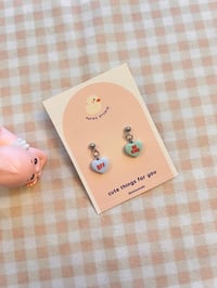 Image 3 of conversation hearts *random quotes and colors* ~ dangle earrings