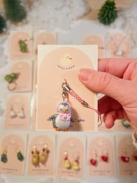 Image 3 of christmas miniature phone charm | peanuts, frog, penguin, snowman, tree