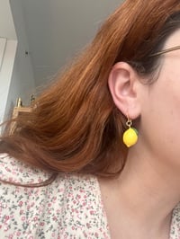 Image 3 of tiny lemon dangle earrings