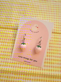 Image 3 of red or pink strawberry dangle earrings