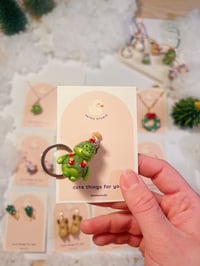 Image 3 of christmas miniature keychain | frog tree or frog coat