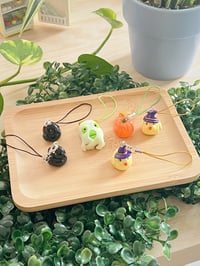 Image 1 of ghost frog, black patou, 'not so spooky' miniatures phone charm
