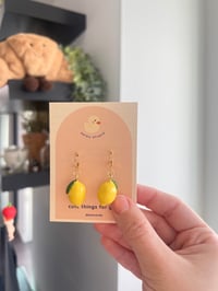 Image 4 of tiny lemon dangle earrings
