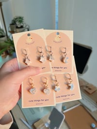 Image 1 of miniature marble star, moon, hearts, dangle earrings