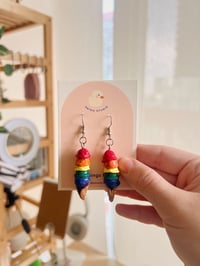 Image 3 of ice cream rainbow pride dangle earrings