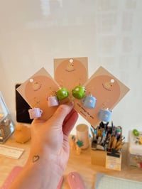 Image 1 of miniature hot cocoa mug dangle earrings