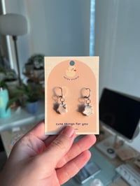 Image 2 of miniature marble star, moon, hearts, dangle earrings