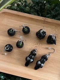 Image 4 of tiny cauldron, crow ara, 'not so spooky' miniatures stainless steel dangle earrings