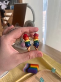 Image 4 of ice cream rainbow pride dangle earrings
