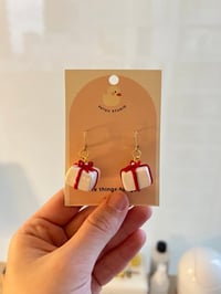 Image 2 of miniature gift box dangle earrings