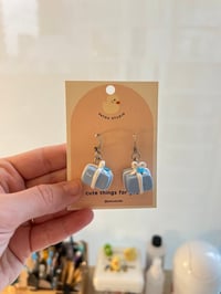 Image 3 of miniature gift box dangle earrings