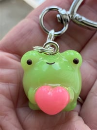 Image 2 of Kawaii frog charm, Polymer clay charm, Frog keychain