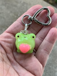 Image 1 of Kawaii frog charm, Polymer clay charm, Frog keychain