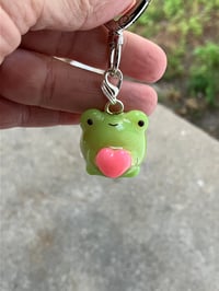Image 3 of Kawaii frog charm, Polymer clay charm, Frog keychain