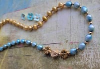 Image 4 of Dual Color Aqua and Gold Freshwater Pearl Necklace