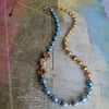 Dual Color Aqua and Gold Freshwater Pearl Necklace