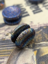 Image 2 of Preorder Custom Size Button in Flame Pattern Zircuti Gradient Blue
