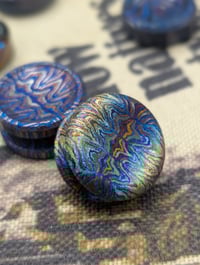 Image 3 of Preorder Custom Size Button in Flame Pattern Zircuti Gradient Blue