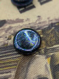 Image 1 of Preorder Custom Size Button in Flame Pattern Zircuti Polished Blue