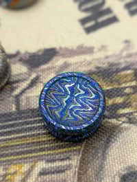 Image 1 of Preorder Custom Size Button in Flame Pattern Zircuti Etched&Flamed Blue