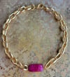 Chunky Gold Chain + Ruby Pink Quartz Necklace