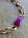 Chunky Gold Chain + Ruby Pink Quartz Necklace