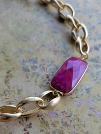 Image 3 of Chunky Gold Chain + Ruby Pink Quartz Necklace