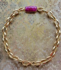 Image 5 of Chunky Gold Chain + Ruby Pink Quartz Necklace