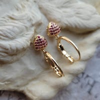 Image 4 of Pave Raspberry CZ/Crystal Sophisticated Heart Valentine Earrings